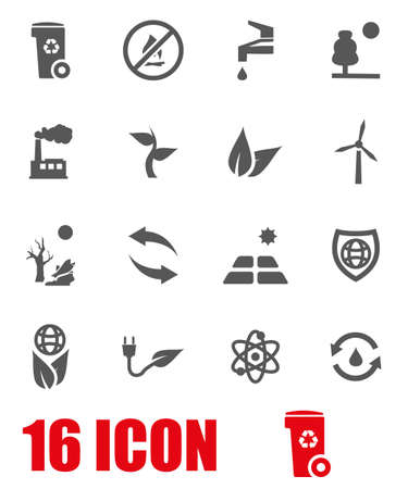 Vector grey eco icon set on white backgroundのイラスト素材
