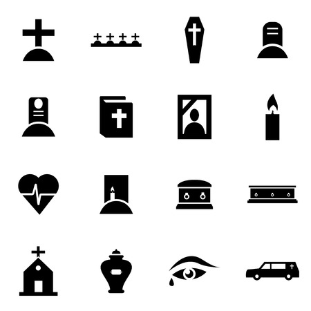 Vector black funeral icon set on white backgroundのイラスト素材