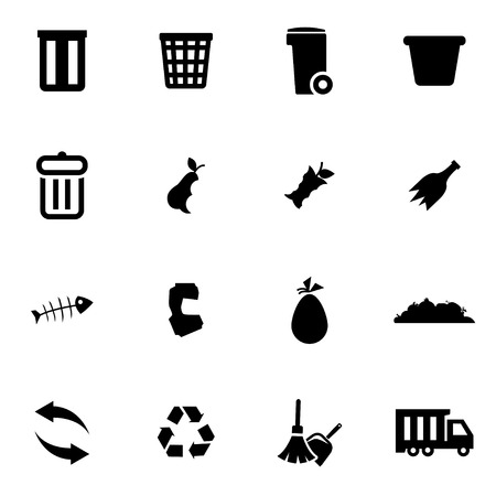 Vector black garbage icon set on white backgroundのイラスト素材