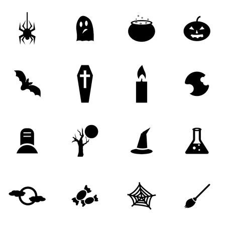 Vector black halloween icon set on white backgroundのイラスト素材