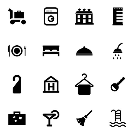 Vector black hotel icon set on white backgroundのイラスト素材