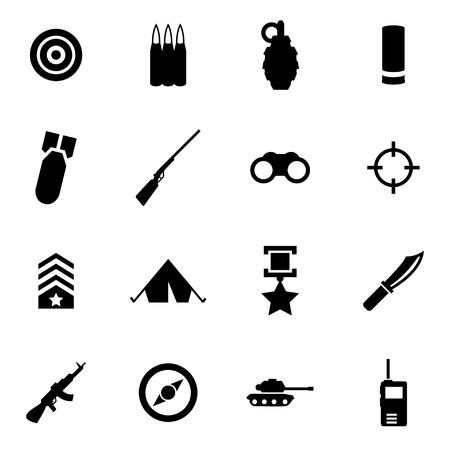 Vector black military icon set on white backgroundのイラスト素材