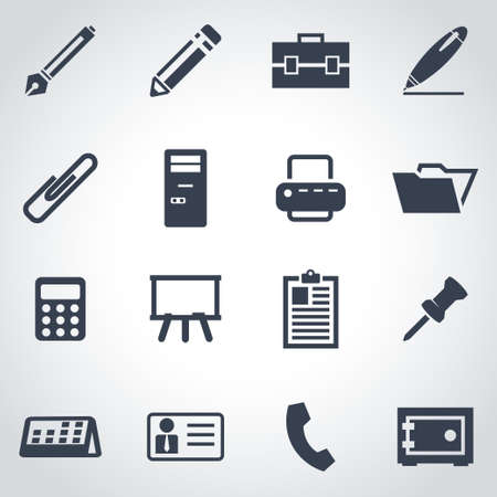Vector black notes icon set  on grey backgroundのイラスト素材