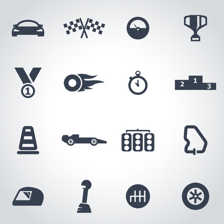 Vector black racing icon set on grey backgroundのイラスト素材