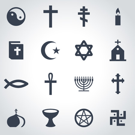 Vector black religion icon set on grey backgroundのイラスト素材