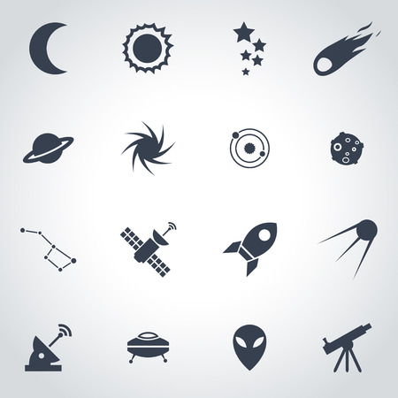 Vector black space icon set on grey backgroundのイラスト素材