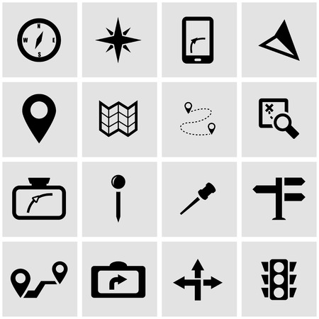 Vector black navigation icon set on grey backgroundのイラスト素材