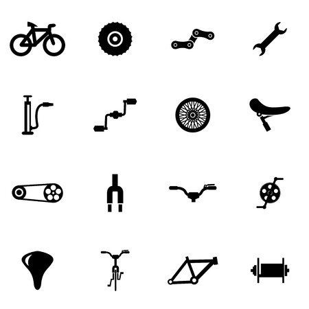 black bicycle icon set on white backgroundのイラスト素材