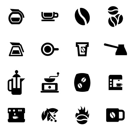black coffee icon set on white backgroundのイラスト素材