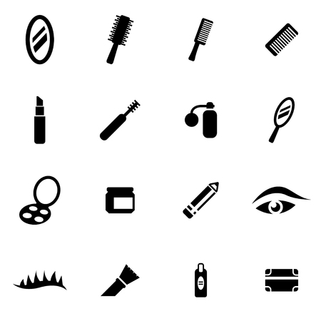 black cosmetics icon set on white backgroundのイラスト素材