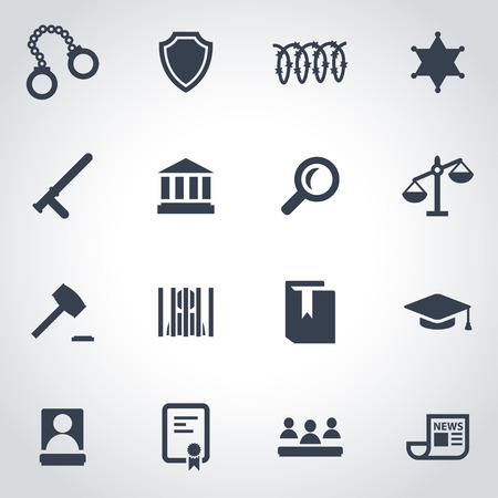 black justice icon set on grey backgroundのイラスト素材
