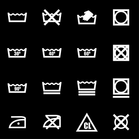  white washing signs  set on black backgroundのイラスト素材