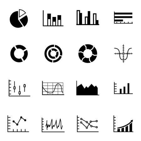 black diagrams icon set on white backgroundのイラスト素材