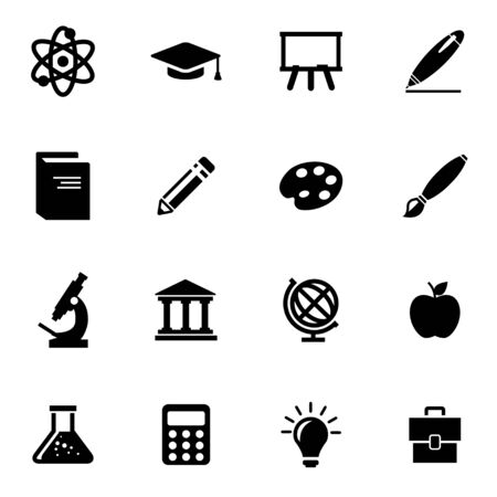  black education icon set on white backgroundのイラスト素材