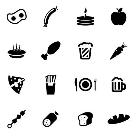 Vector black food icon set on white backgroundのイラスト素材