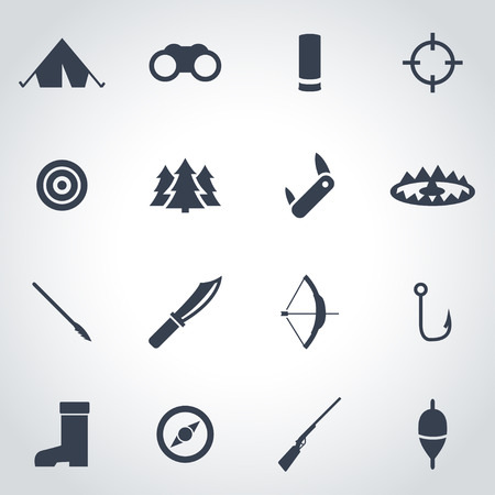 black hunting icon set on grey backgroundのイラスト素材