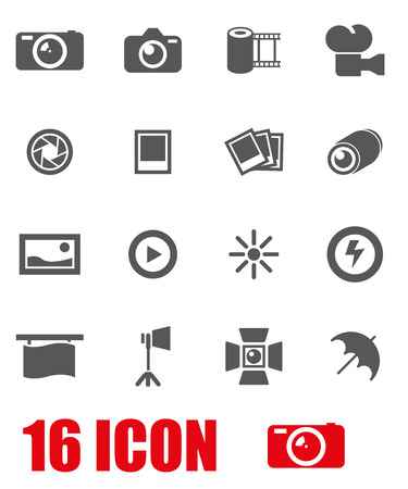 Vector grey photo icon set on white backgroundのイラスト素材