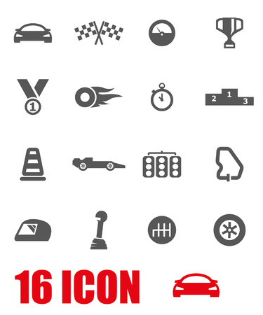 Vector grey racing icon set on white backgroundのイラスト素材
