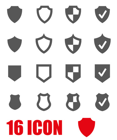 Vector grey shield icon set  on white backgroundのイラスト素材