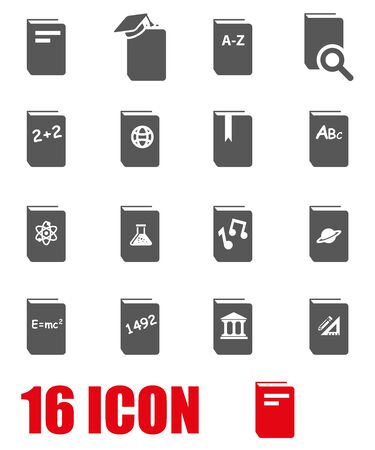 Vector grey schoolbook icon set  on white backgroundのイラスト素材