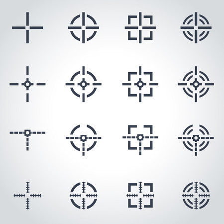 Vector black crosshair icon set on grey backgroundのイラスト素材