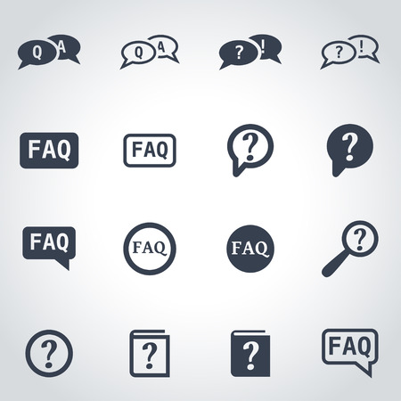Vector black faq icon set on grey backgroundのイラスト素材
