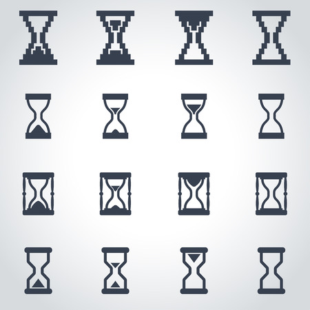 Vector black hourglass icon set on grey backgroundのイラスト素材