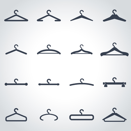 Vector black hanger icon set on grey backgroundのイラスト素材