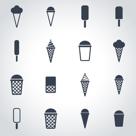 Vector black ice cream icon set on grey backgroundのイラスト素材