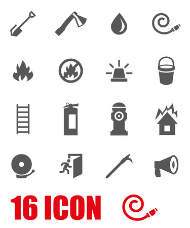 Vector grey firefighter icon set on white backgroundのイラスト素材
