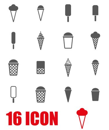 grey ice cream icon set on white backgroundのイラスト素材