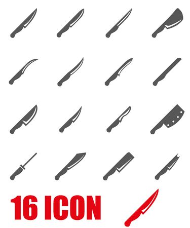 Vector grey kitchen knife icon set on white backgroundのイラスト素材