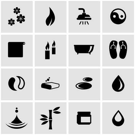Vector black spa icon set on grey backgroundのイラスト素材