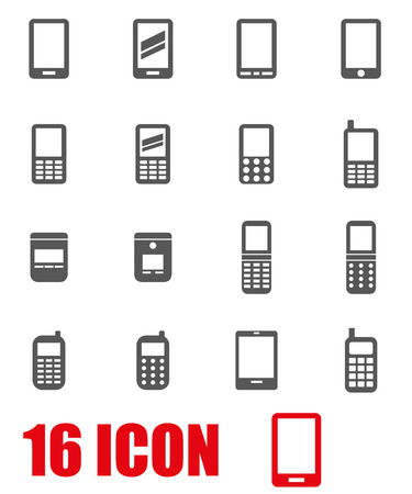 Vector grey mobile phone icon set on white backgroundのイラスト素材