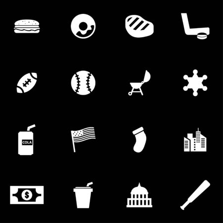 Vector white usa icon set on black backgroundのイラスト素材