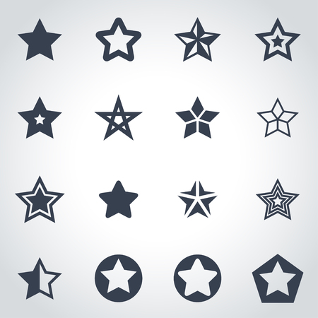 Vector black stars icon set on grey background