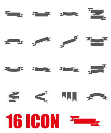 Vector grey ribbon icon set on white backgroundのイラスト素材