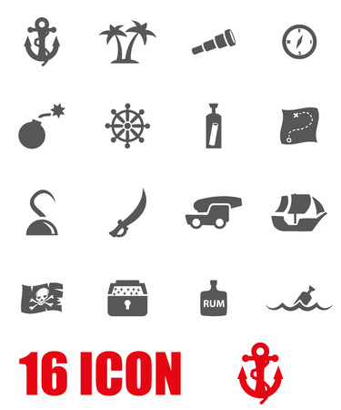 Vector grey pirate chart icon set on white backgroundのイラスト素材