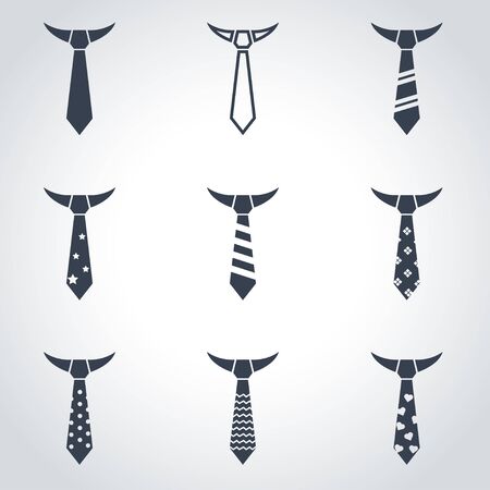 Vector black tie icon set on grey backgroundのイラスト素材