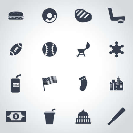 Vector black usa icon set on grey backgroundのイラスト素材