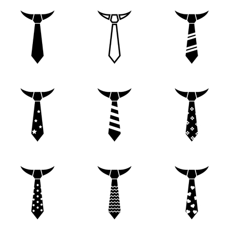 Vector black tie icon set on white backgroundのイラスト素材