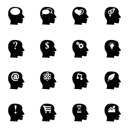 Vector black thoughts icon set on white backgroundのイラスト素材