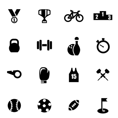 Vector black sport icon set on white backgroundのイラスト素材