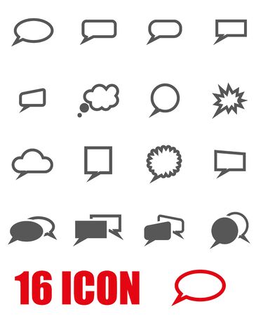 Vector grey speach bubbles icon set on white backgroundのイラスト素材