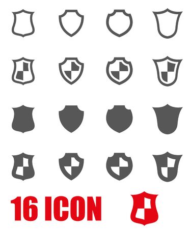 Vector grey shield icon set on white backgroundのイラスト素材