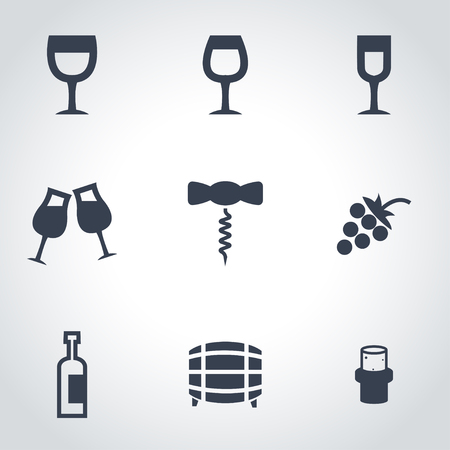 Vector black wine icon set. のイラスト素材
