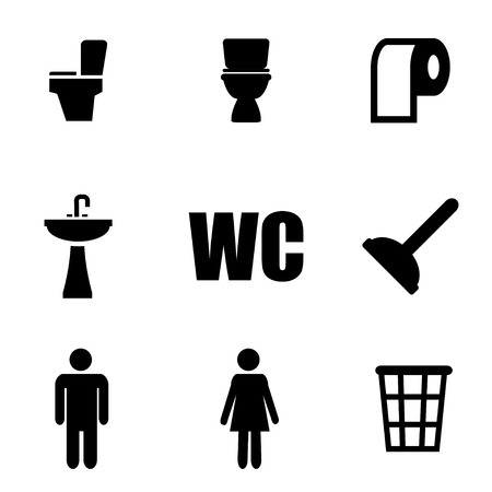 Vector black toilet icon set. のイラスト素材