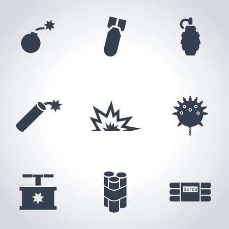 Vector black bomb icon set. Bomb Icon Object,  Bomb  Icon Picture, Bomb Icon Image,  Bomb Icon Graphic,  Bomb Icon JPG,  Bomb Icon EPS,  Bomb Icon AI - stock vectorのイラスト素材