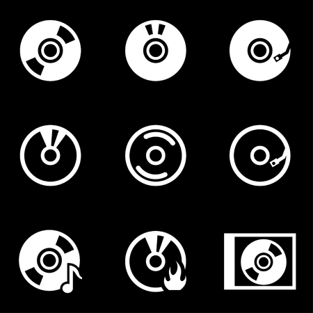 Vector white cd icon set. CD Icon Object,  CD  Icon Picture, CD Icon Image,  CD Icon Graphic,  CD Icon JPG,  CD Icon EPS,  CD Icon AI - stock vectorのイラスト素材
