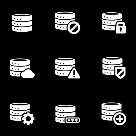 Vector white database icon set. Database Icon Object, Database  Icon Picture, Database Icon Image, Database Icon Graphic, Database Icon JPG, Database Icon EPS, Database Icon AI - stock vectorのイラスト素材